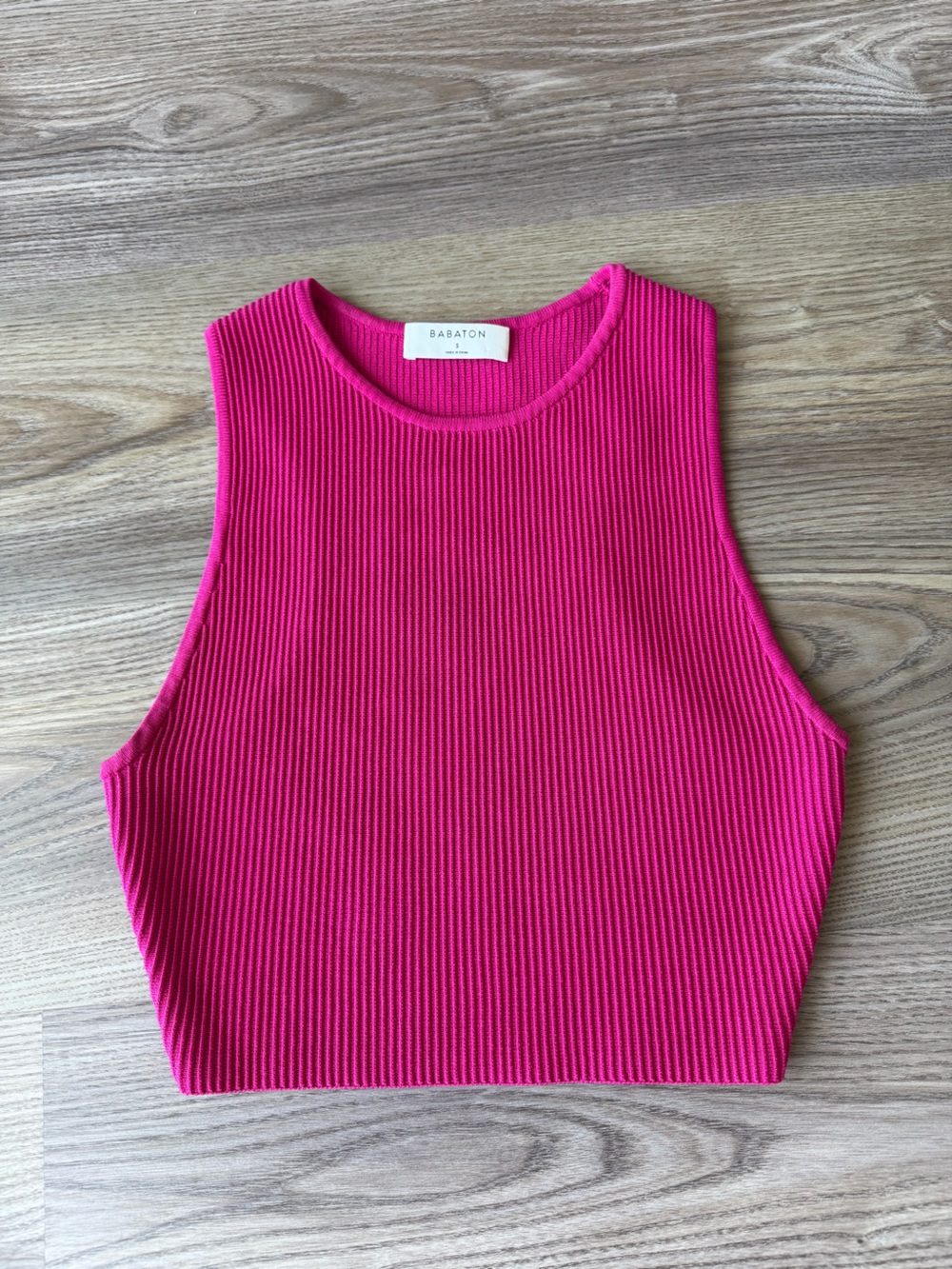 Babaton Ribbed Sleeveless Tank - Fuchsia Pink